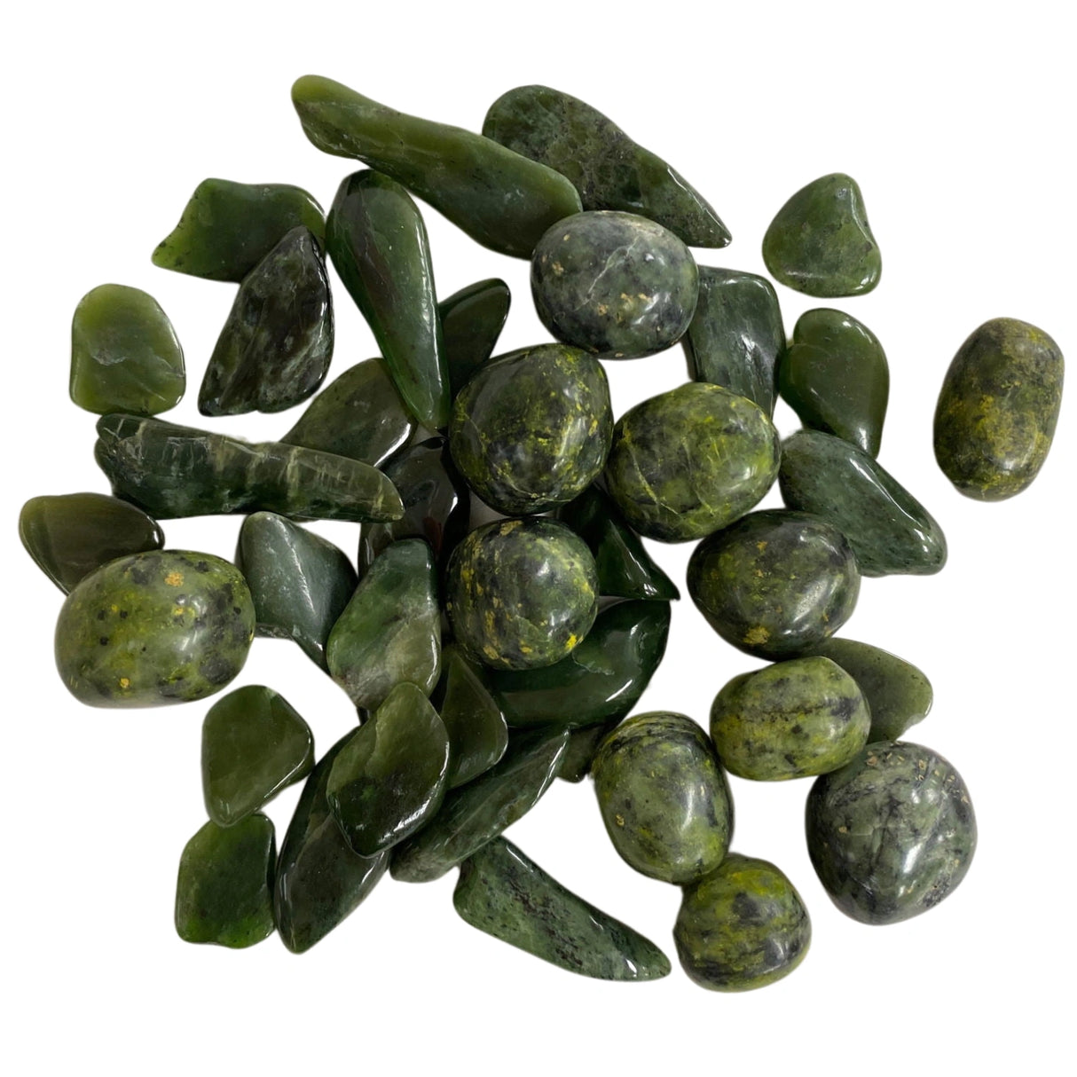 Nephrite Tumbled - Nephrite Tumbled in shades of green.