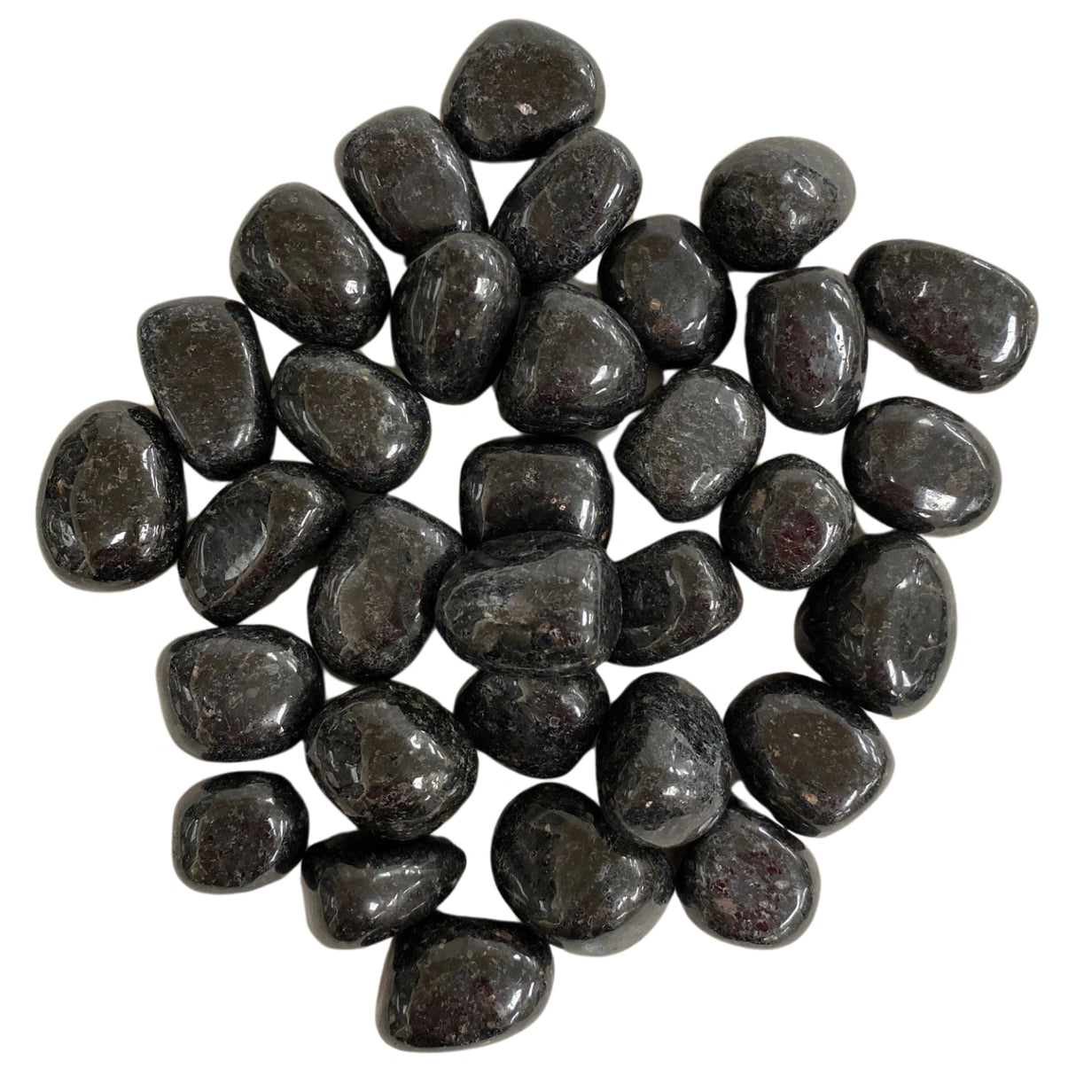 Nuummite Tumbled - Nuummite Tumbled.Polished black stones with iridescent flecks.