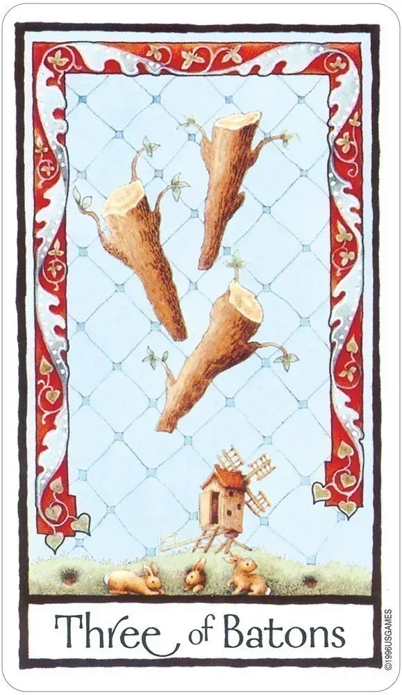 Old English Tarot - 3 of Batons