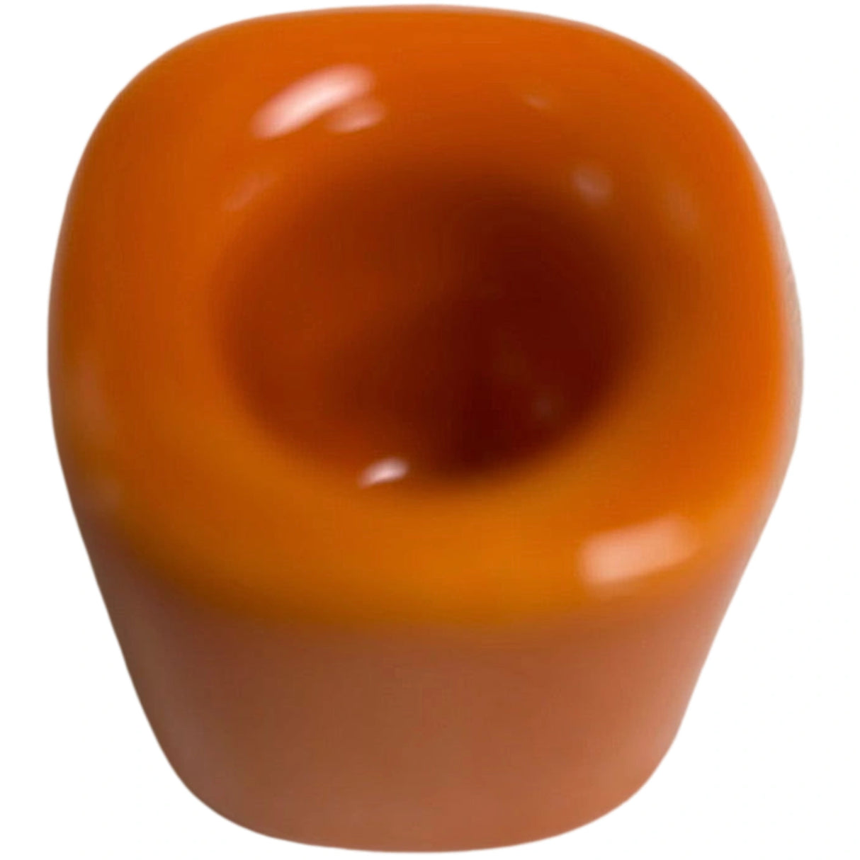 Orange ceramic candle holder.