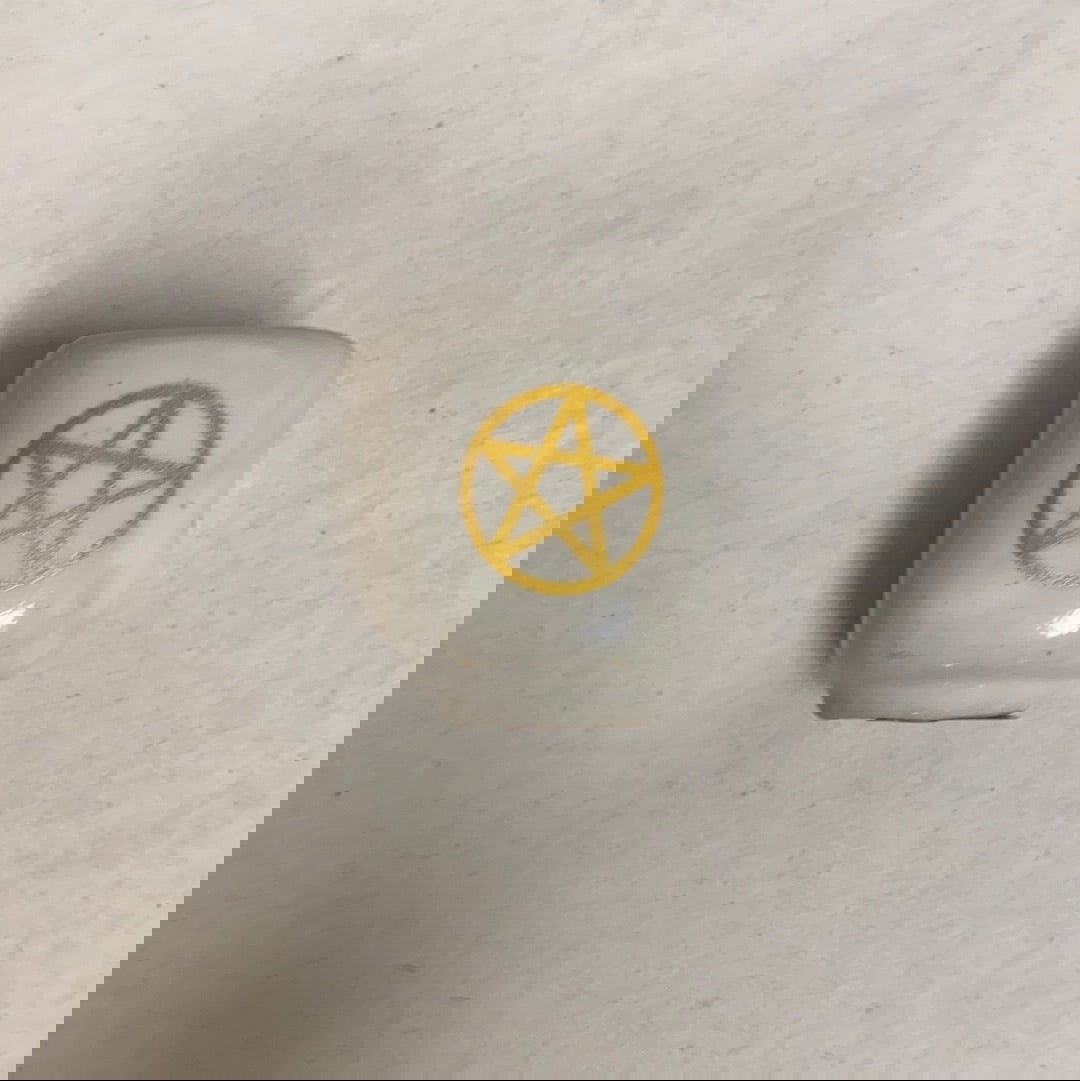 Pentacle White Ritual Candle Holder -