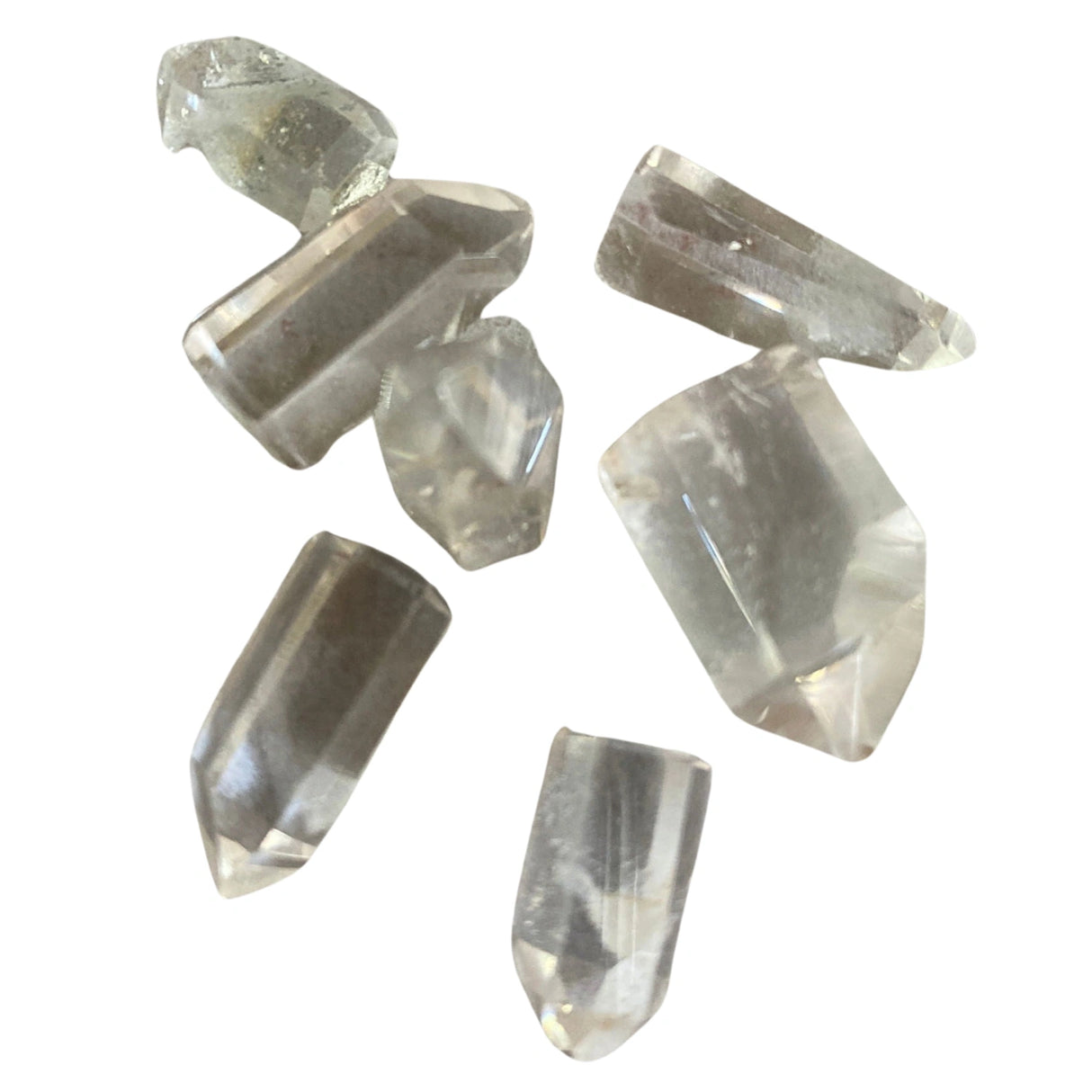 Phantoms Polished Tumbled - Polished clear quartz points.