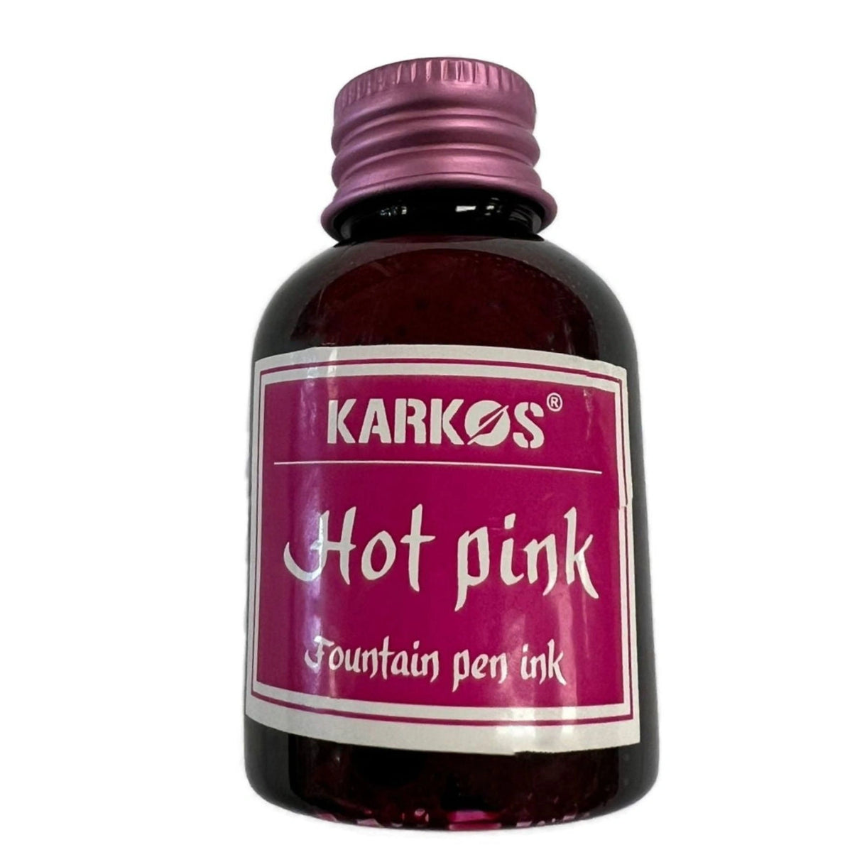 Pink Calligraphy Ink - Small bottle metal lid label pink