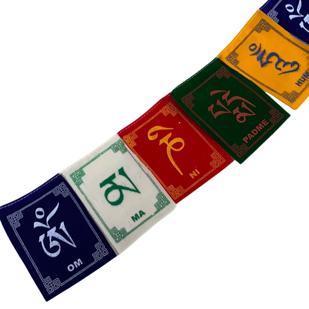 Prayer Flag Symbol - Different colors of prayer flag symbols lined up