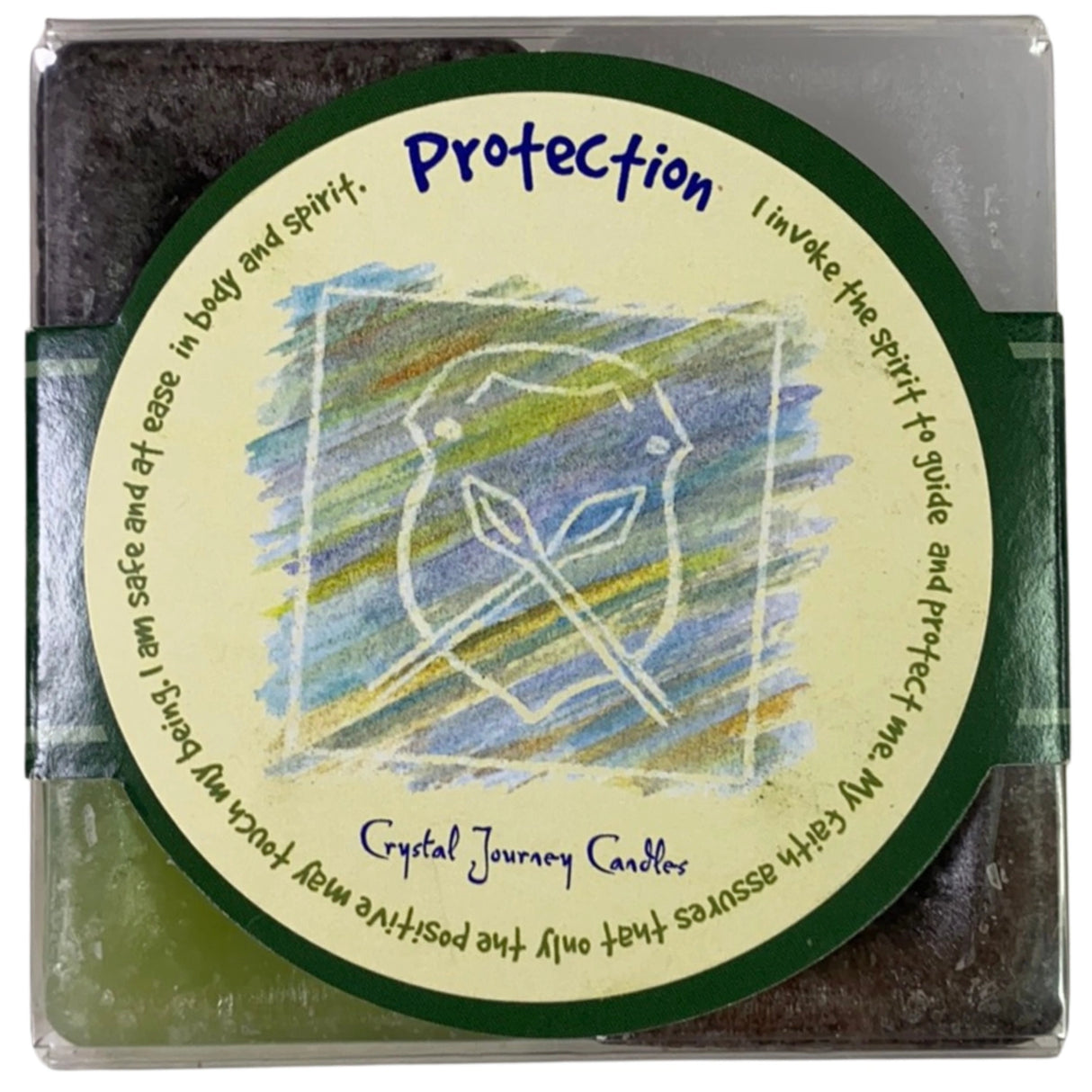 Protection Candle Set with green, brown, purple, and white candles.