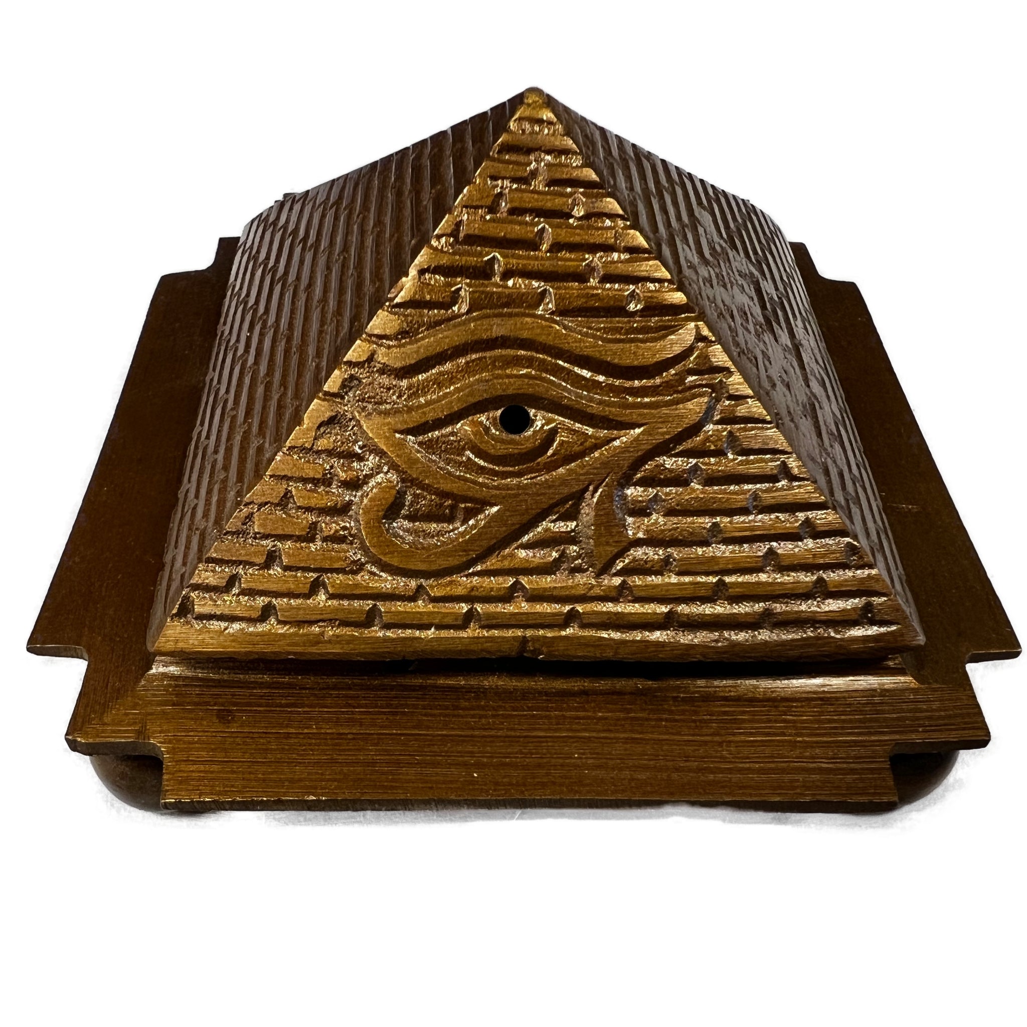 Brass Pyramid with hinged top and all seeing eye on side 