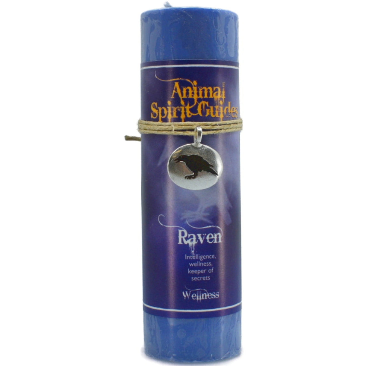 Blue candle with "RAVEN" and "ANIMAL SPIRIT GUIDES" labels.
