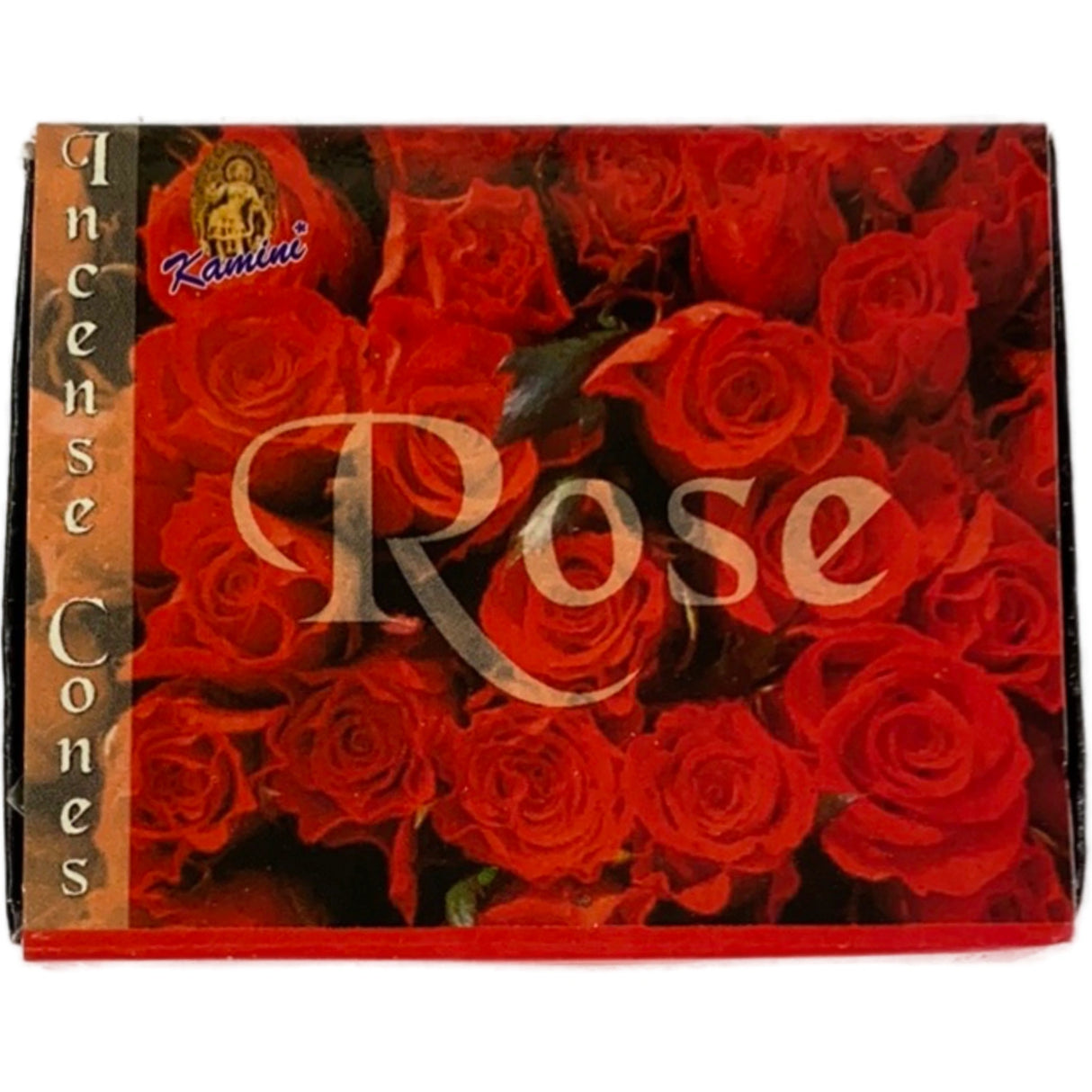 Rose Incense Cones - Red square box with images of roses on it