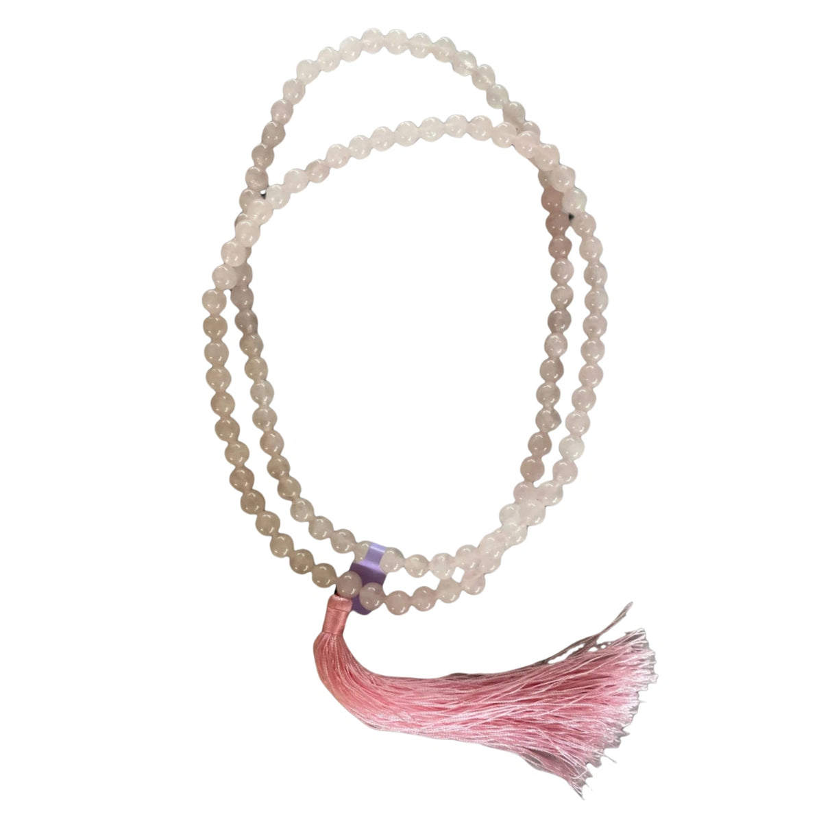 Rose Quartz Beads Mala - Rose Quartz Beads Mala - rose pink beads with pink tassle.