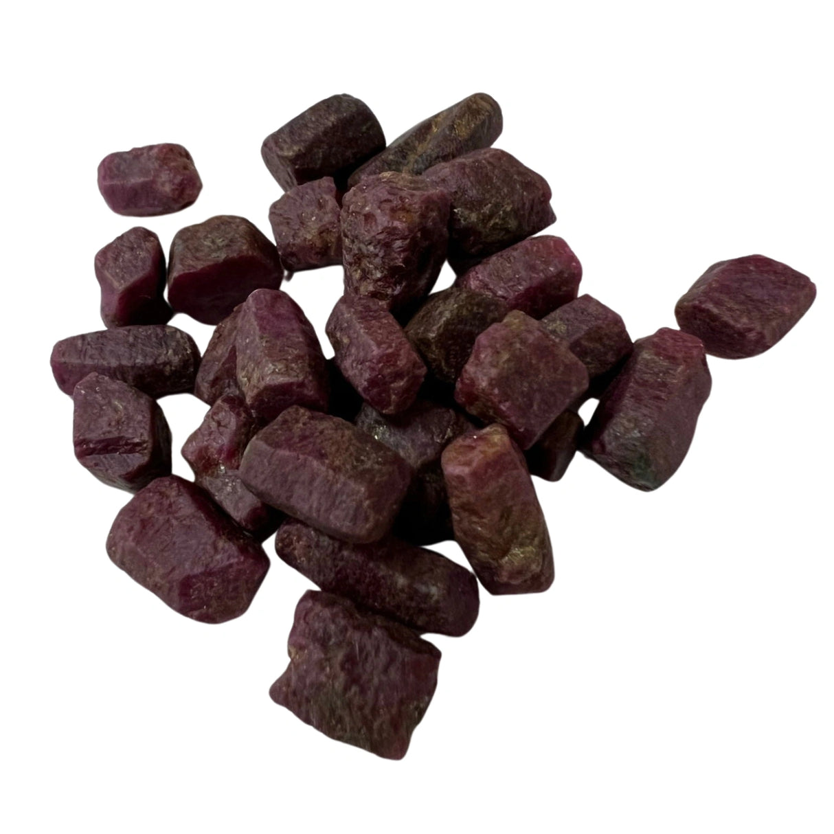 Ruby Crystal - Ruby crystals with a vibrant red color and natural, rough surfaces.