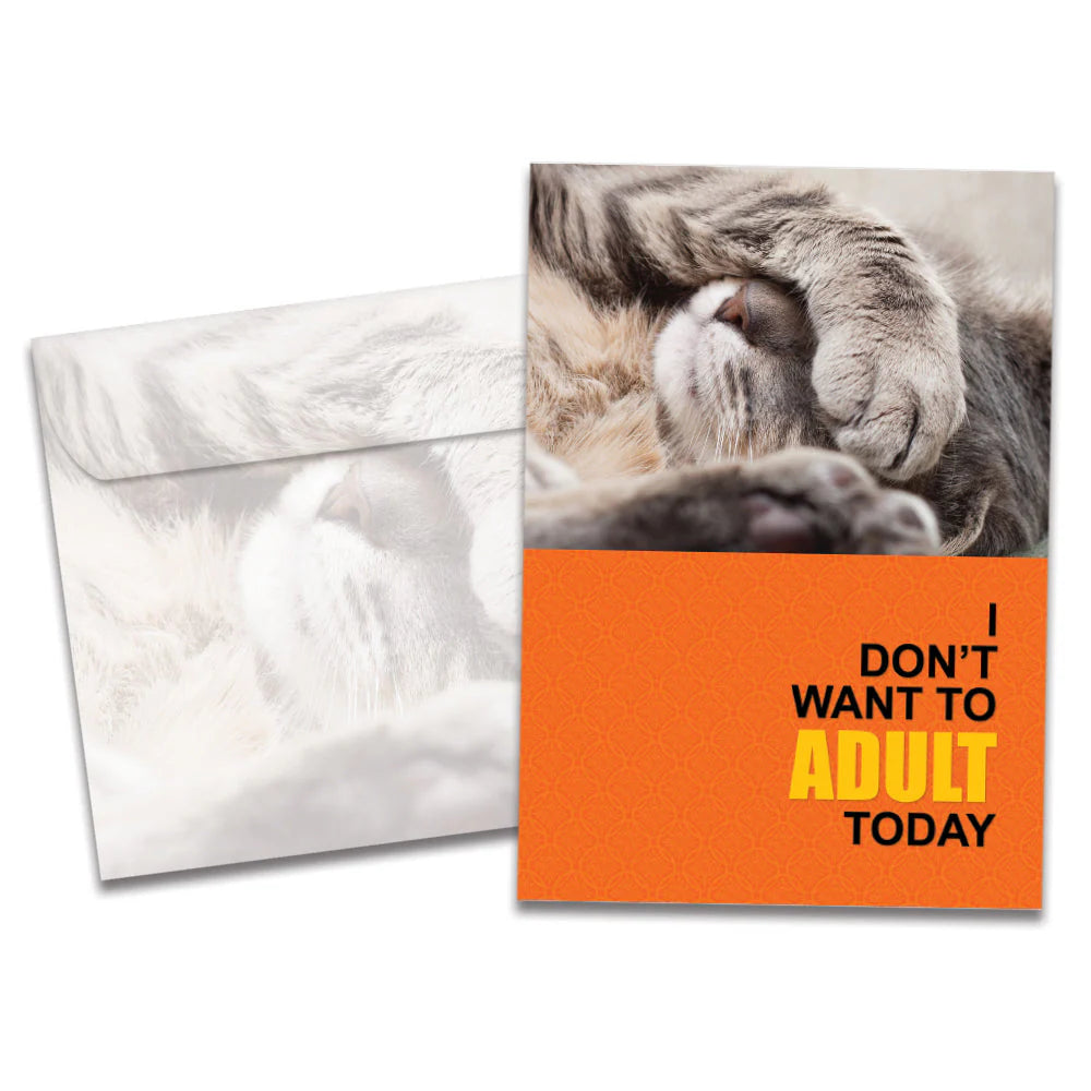 dont want to adult today image of cat with paws over face saying I dont want to adult today
