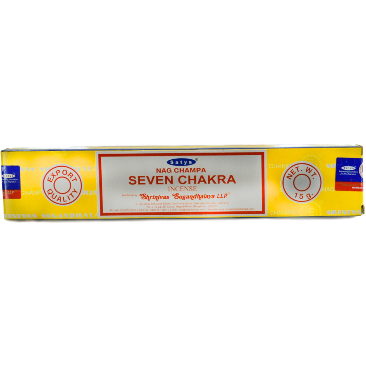 Satya Nag Champa Seven Chakra Incense Sticks.