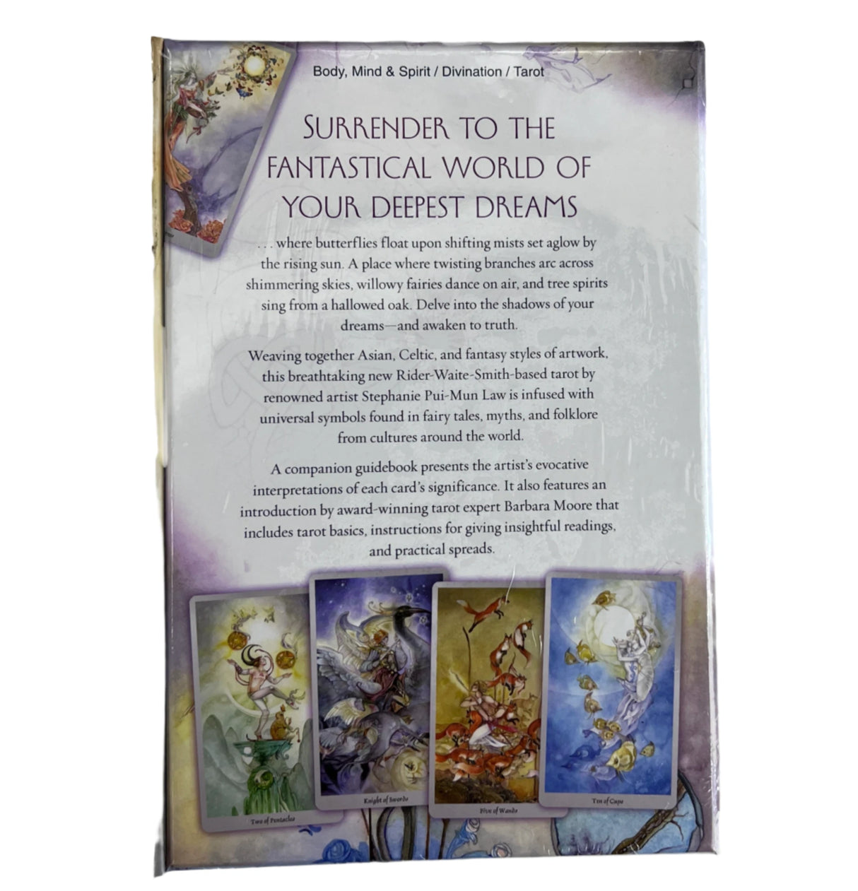 shadow scape tarot lavender white box with writing