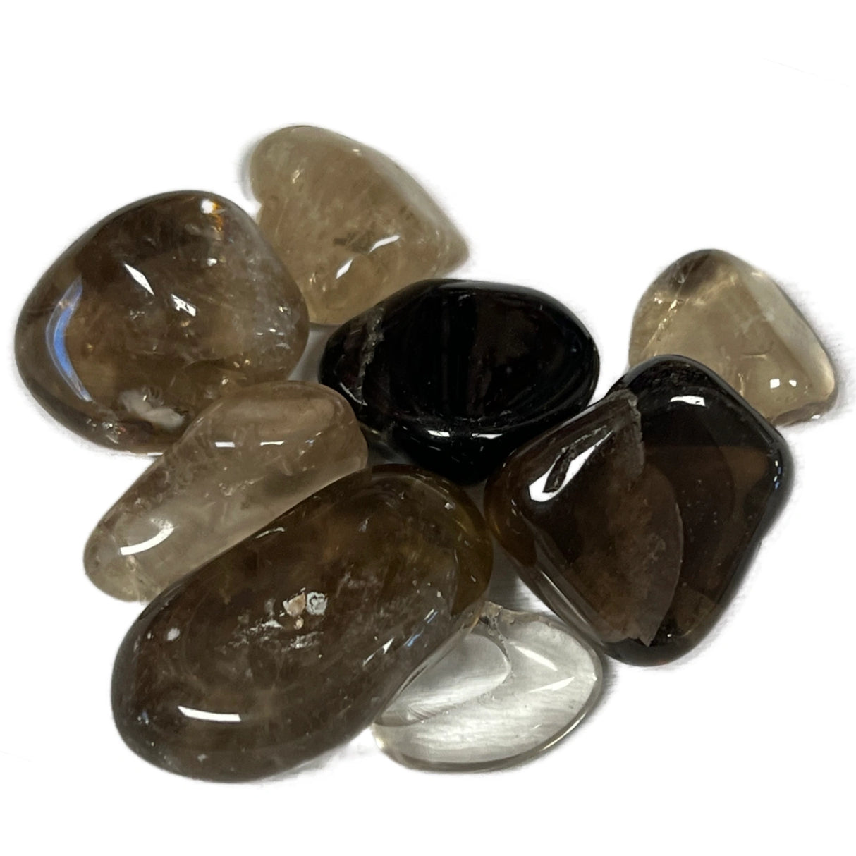 Smokey Quartz Tumbled - Dark brown and light brown smooth crystals