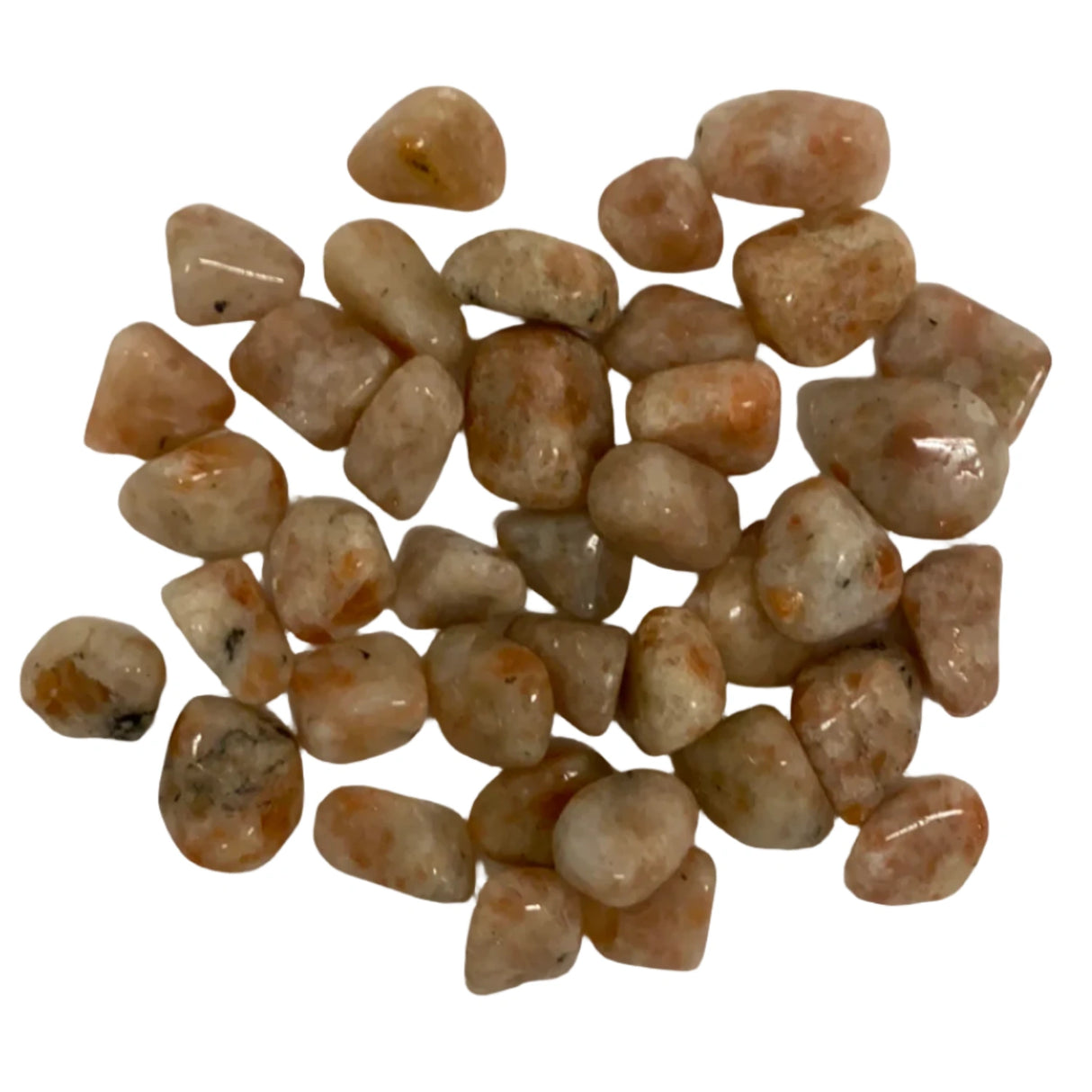 Sunstone Tumbled - Orange and white polished crystals of various sizes Sun Stone