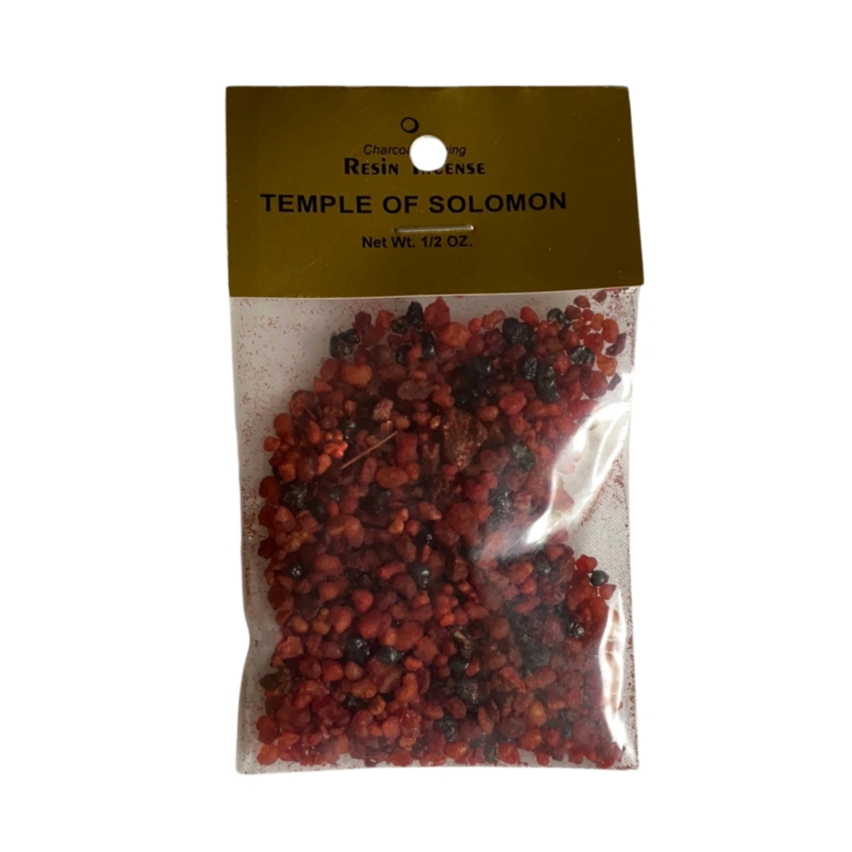 Temple of Solomon Resin Incense in a clear plastic bag.