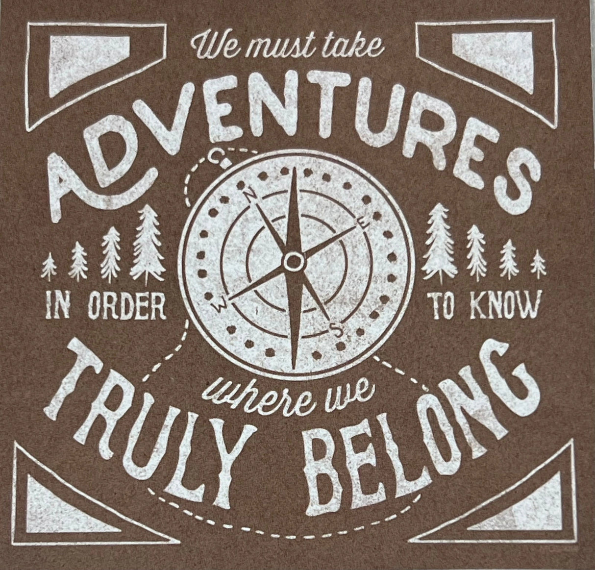 The Great Outdoors magnet with inspirational quote, compass, and pine trees.