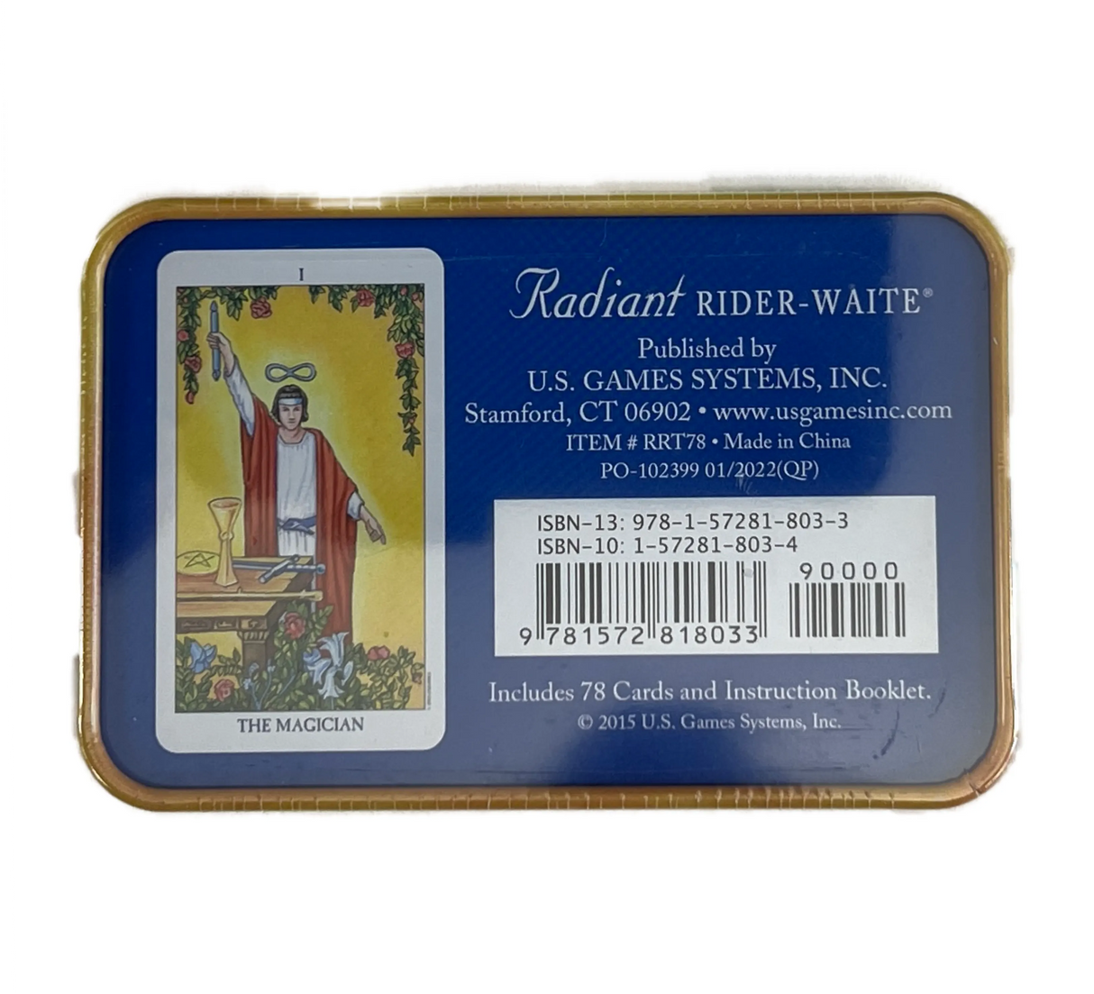 Radiant Rider Waite Tarot Tin - Back of Package