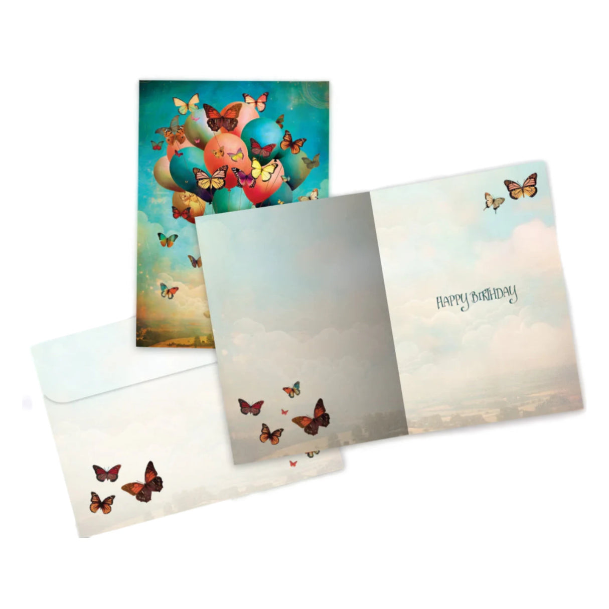 three free ballon card inside happy birthday