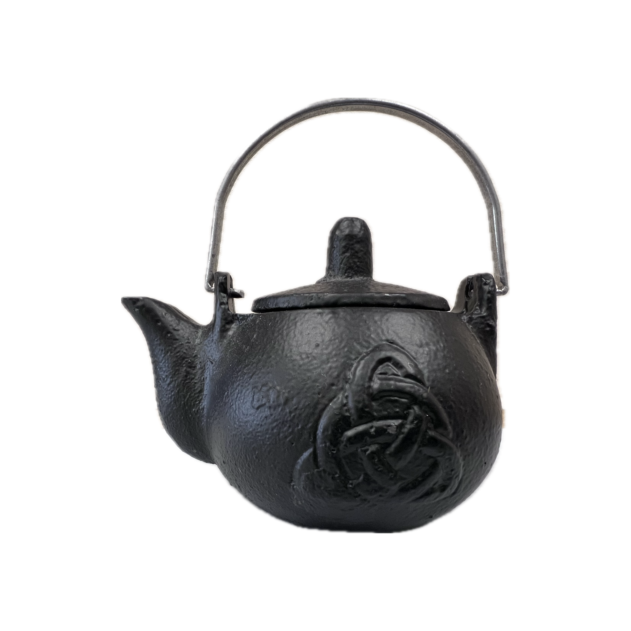 Black cast iron teapoy with Celtic design 
