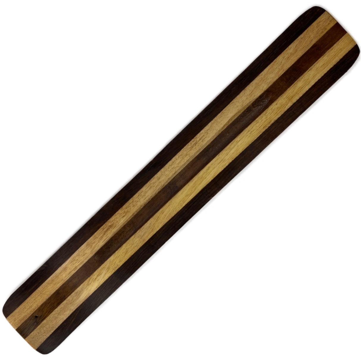 Two Tone Wood Incense Burner - Flat wooden incense burner in 2 Dif colors light and dark wood with a raised end for incense stick