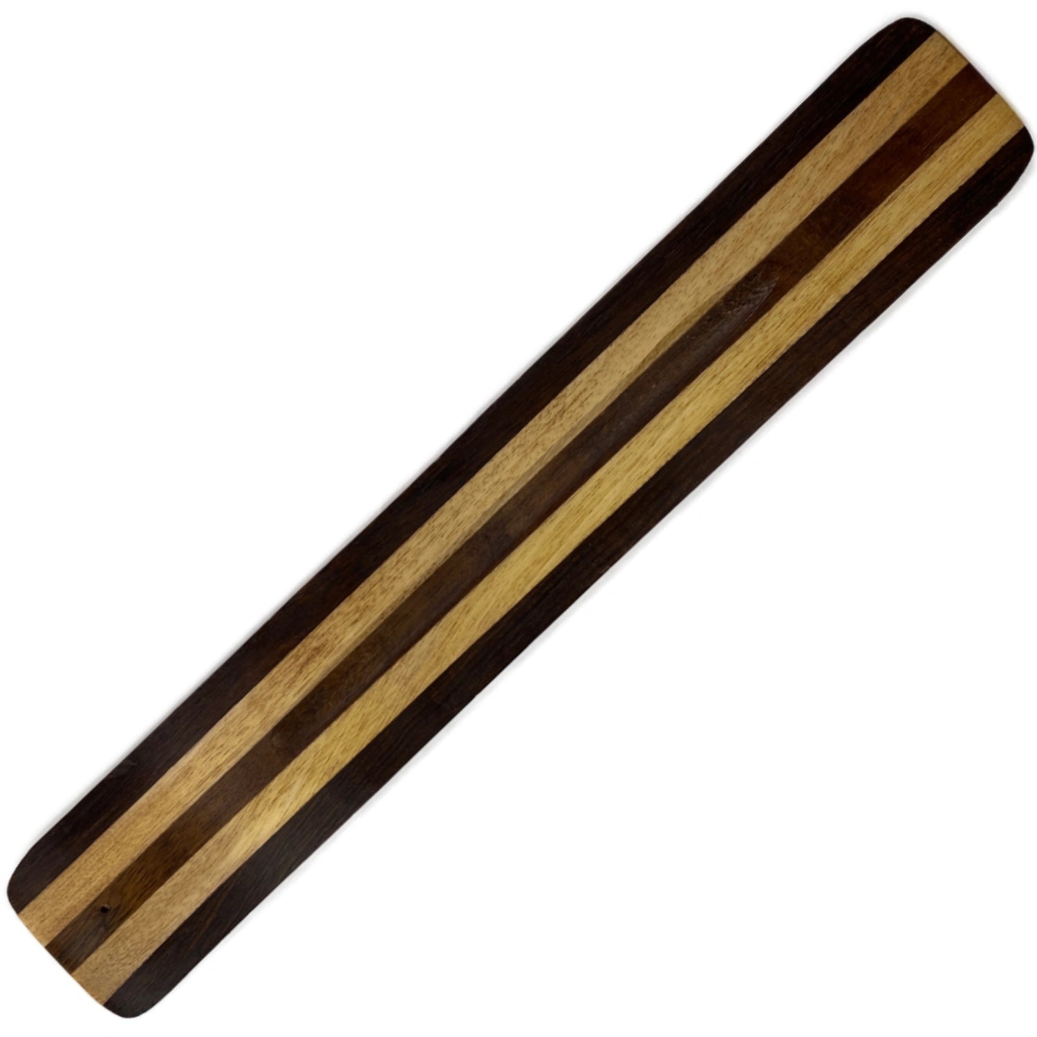 Two Tone Wood Incense Burner - Flat wooden incense burner in 2 Dif colors light and dark wood with a raised end for incense stick