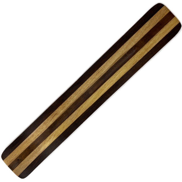Two Tone Wood Incense Burner - Flat wooden incense burner in 2 Dif colors light and dark wood with a raised end for incense stick