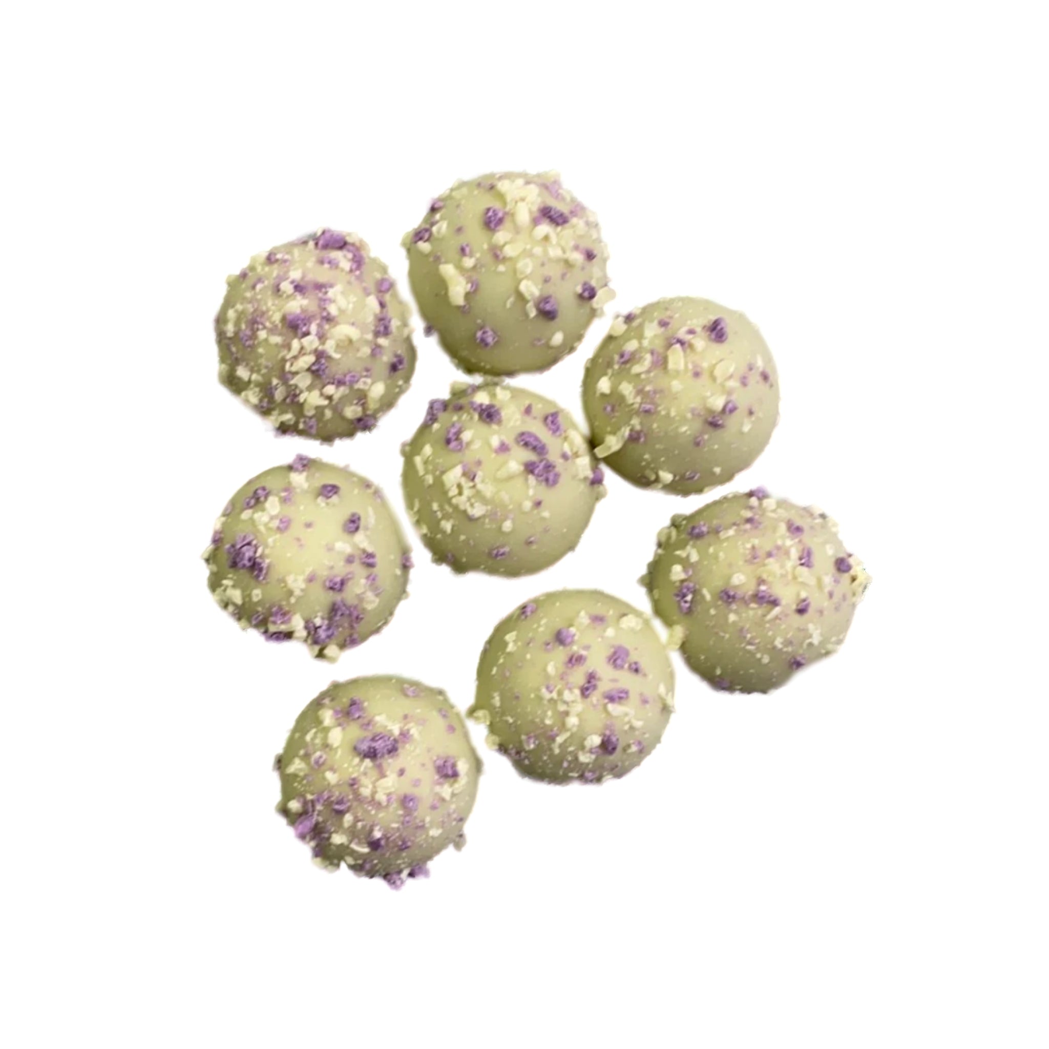 Round Marble size chocolate white with purple sprinkles 