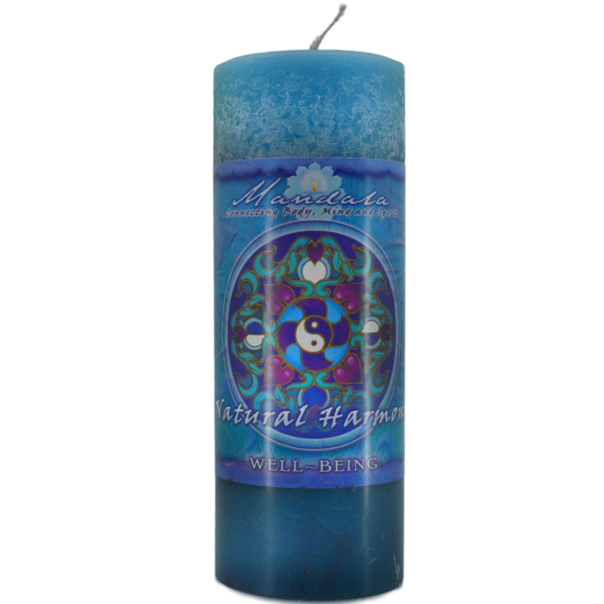 Blue candle with "MANDALA" and "WELL-BEING" labels.