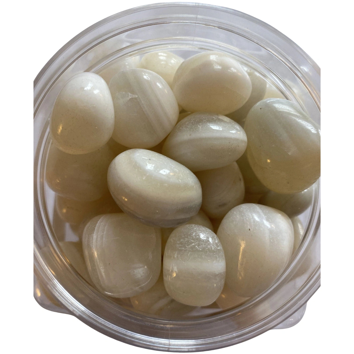 White Banded Agate Tumbled - white stones with translucent banding.