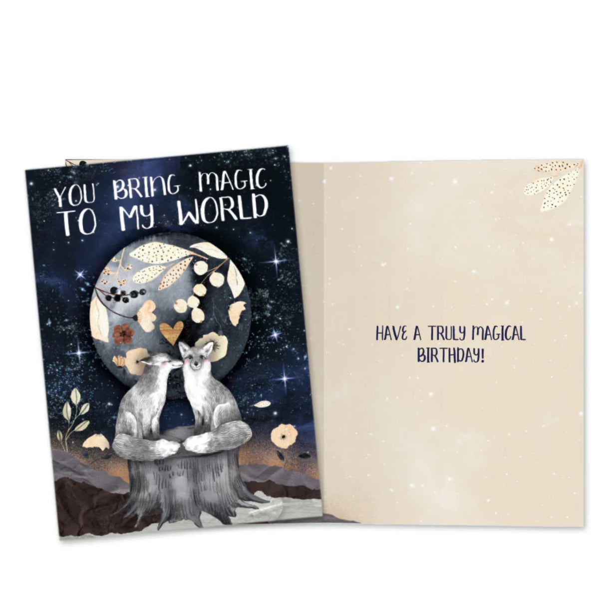 you bring magic to my world black card with inside saying Have a truly magical birthday