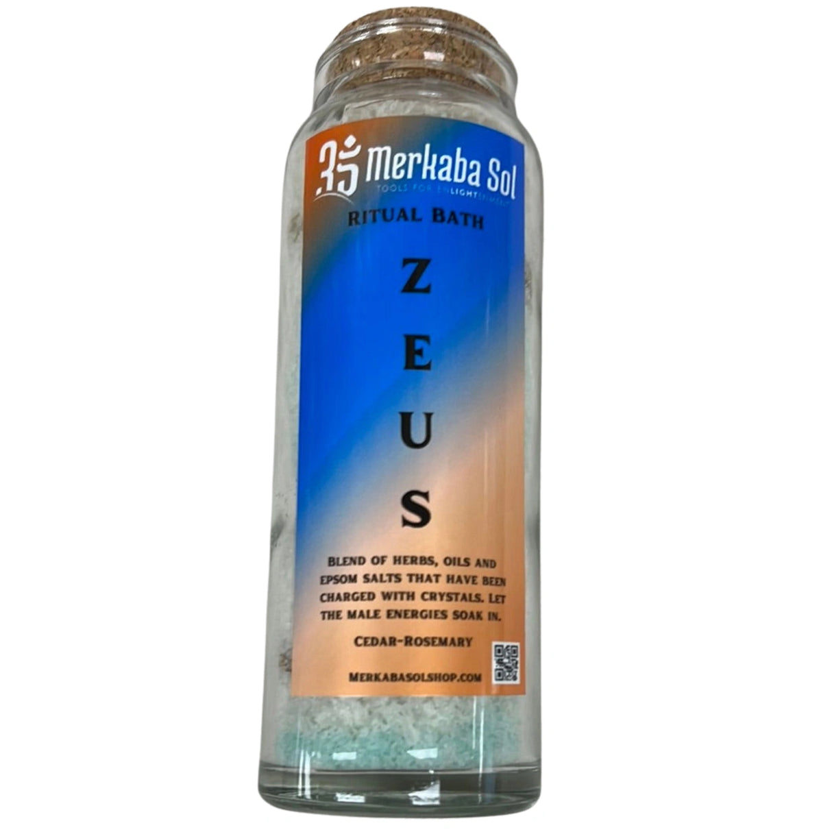 Zeus Ritual Bath - Zeus Ritual Bath mix inside a clear glass bottle with cork lid