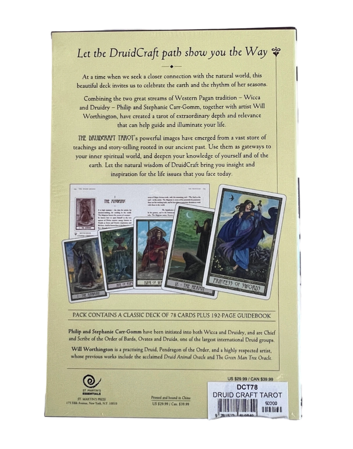 druid craft tarot back in yellow with writing