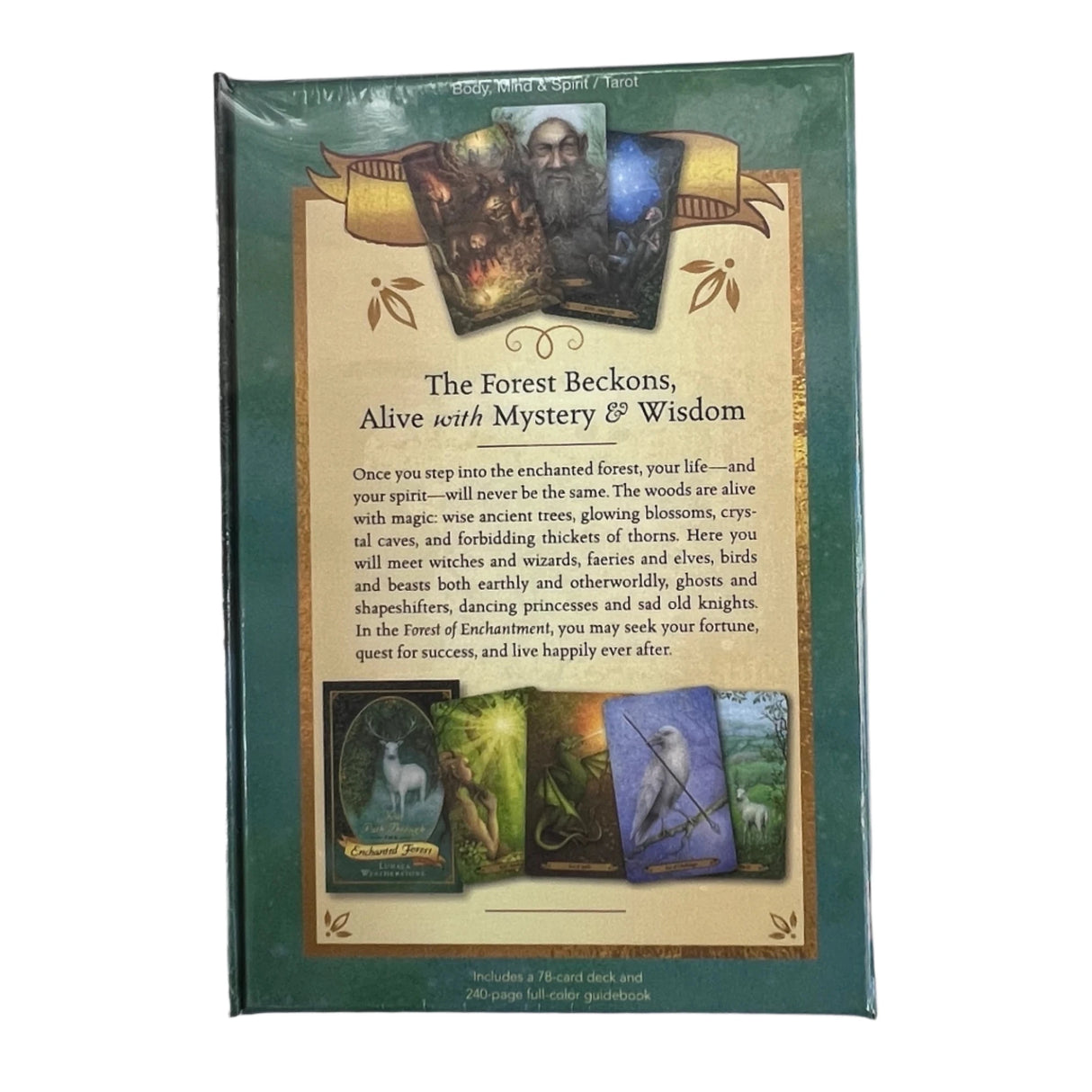 forest of enchantment tarot in green box with writing