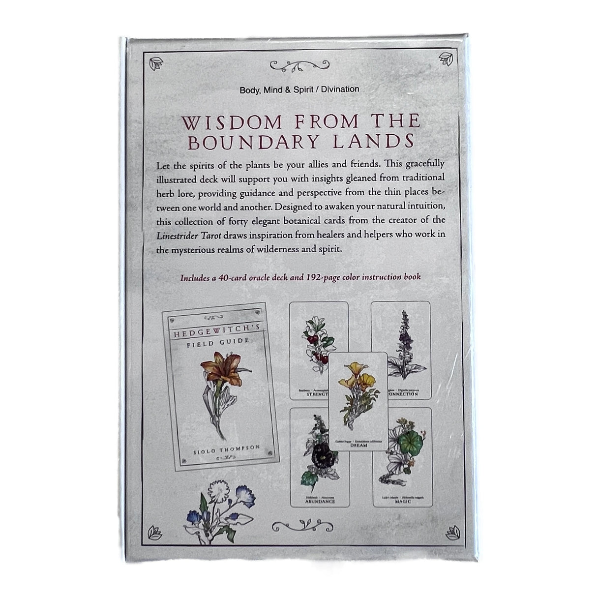 hedge witch botanical in white with cards images