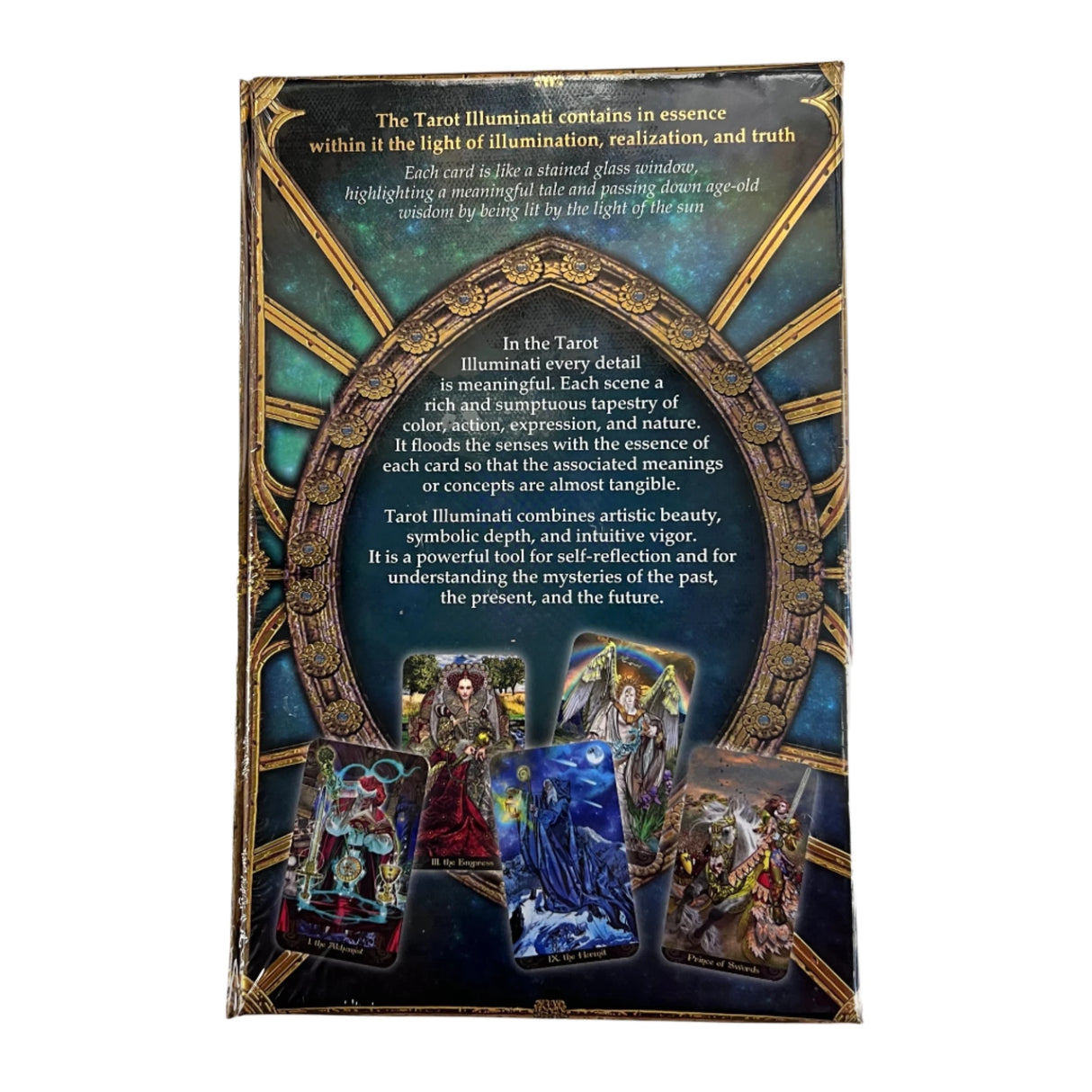 tarot illuminati back of box with card images