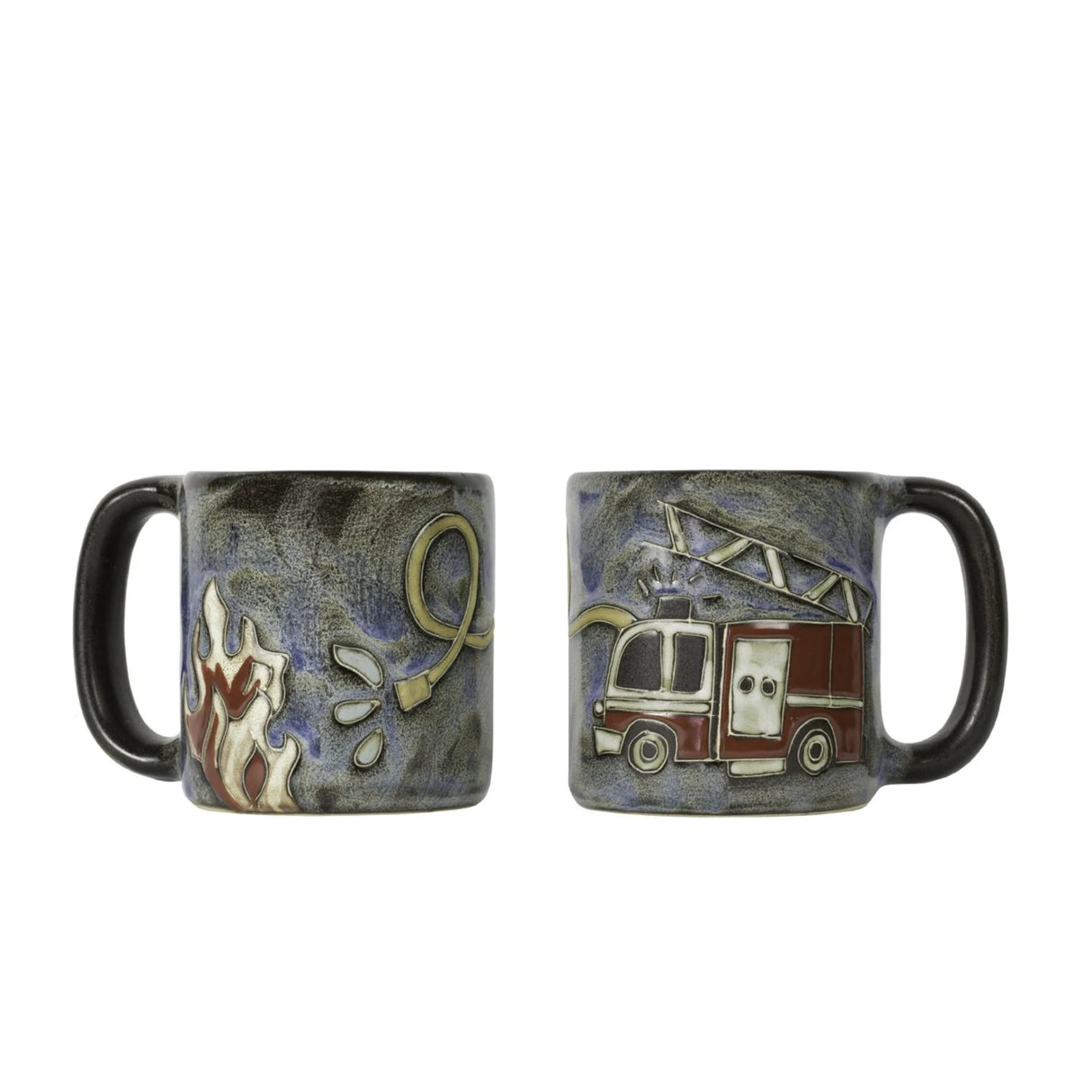 mara mug fire truck blueish mug with image of fire truck