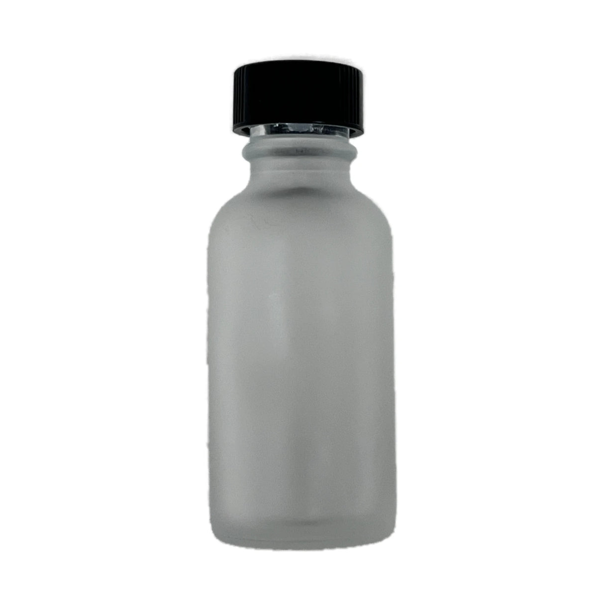 sm fosteed glass bottle with black plastic cap