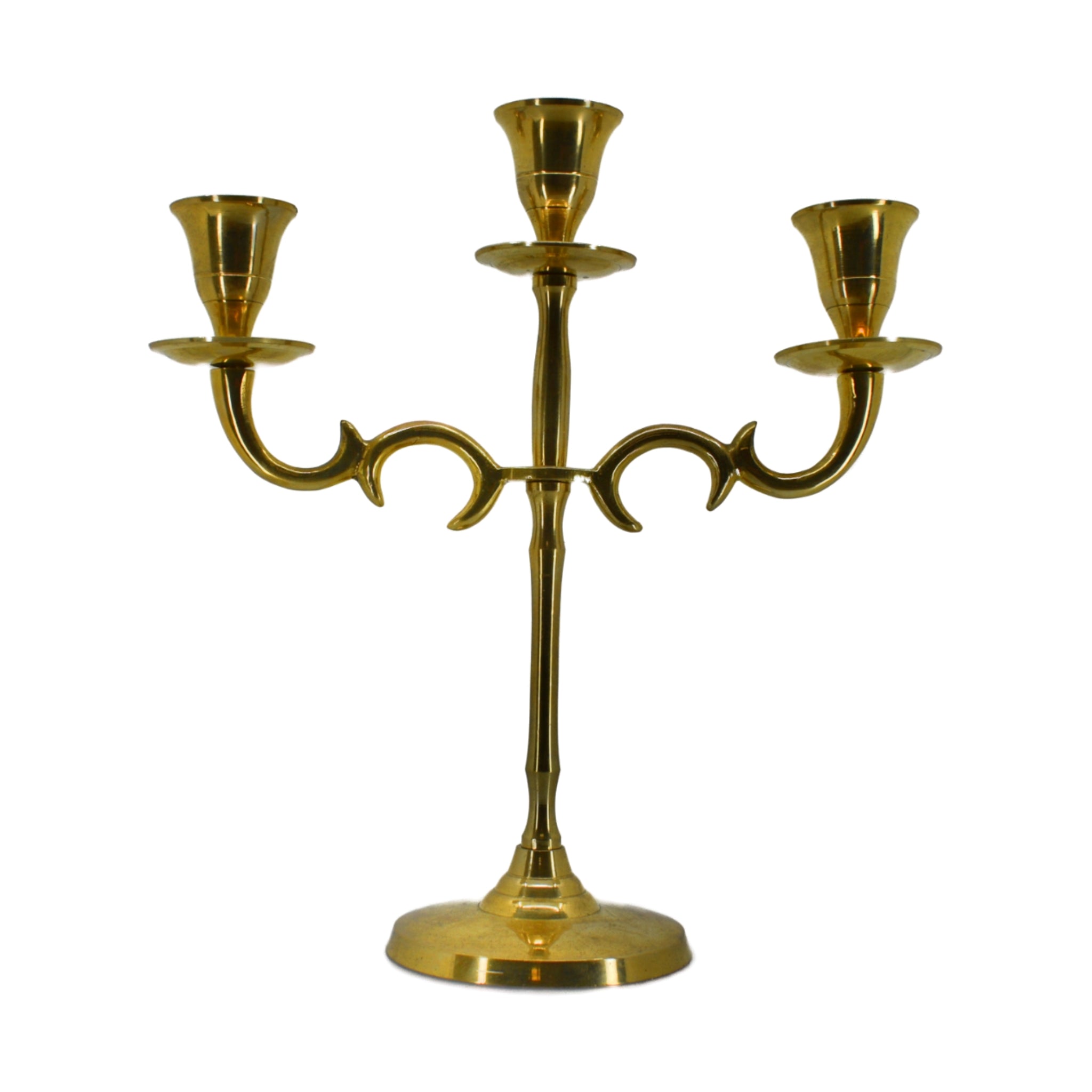 3 tiered candle holder for tapers. brass color 