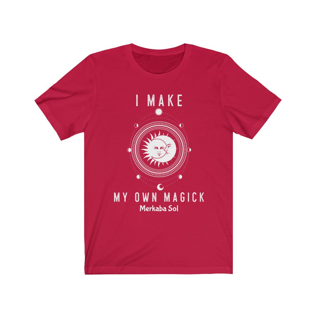 I Make My Own Magick. Bring inspiration and empowerment to your wardrobe with this I Make My Own Magick t-shirt in red color or give it as a fun gift. From merkabasolshop.com