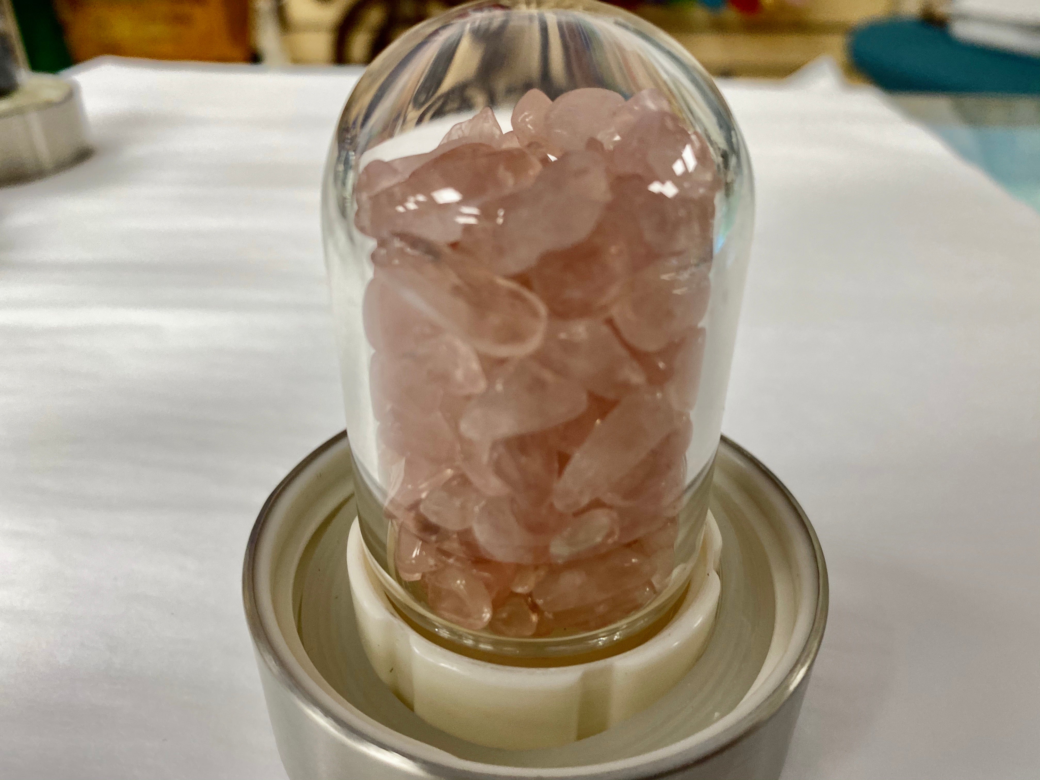Rose Quartz Gemstone Infusion Glass Water Bottle