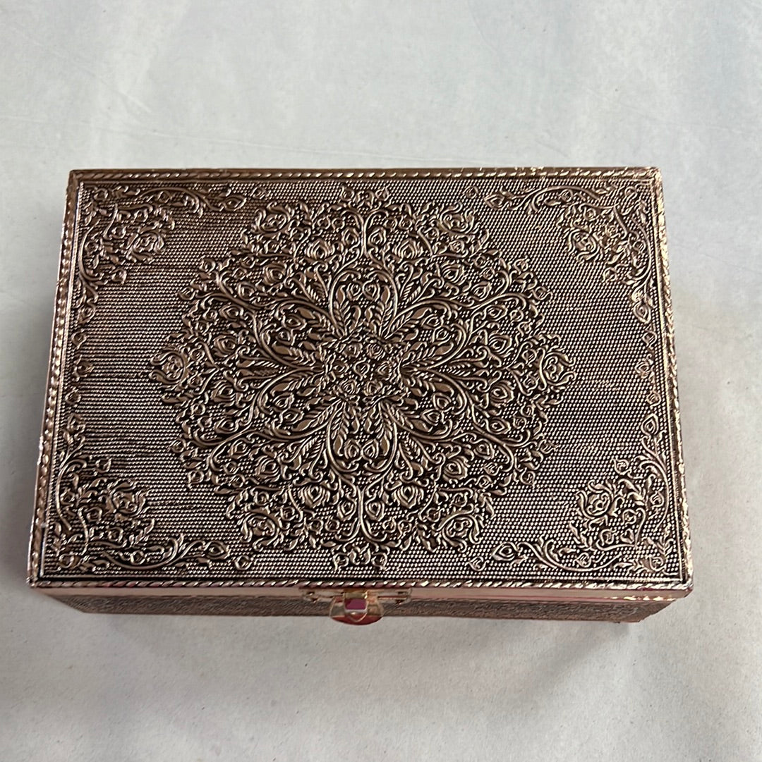 Flower of Life with Lotus Copper Plated Metal Box