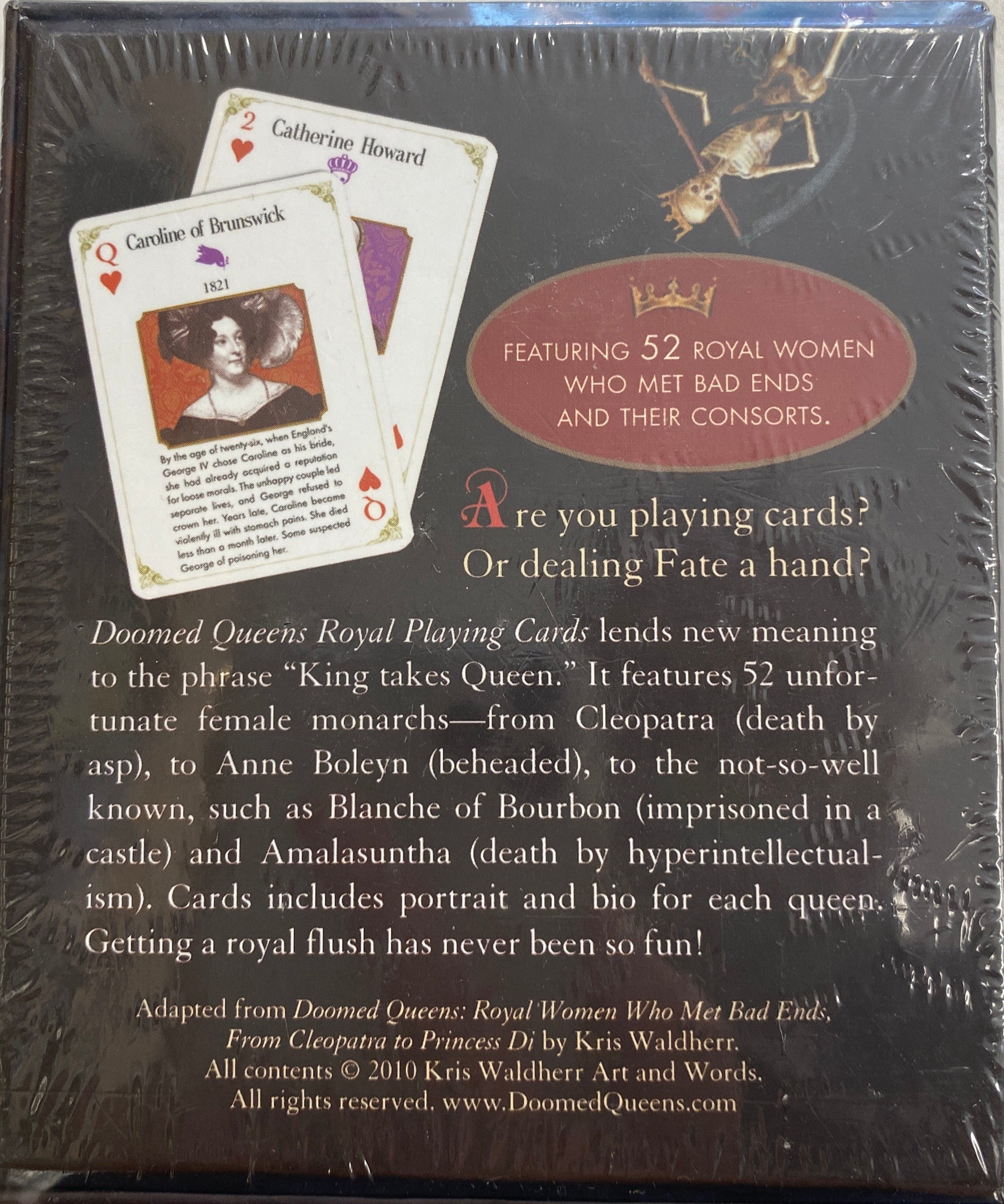 Back of box writing and 2 cards shown 