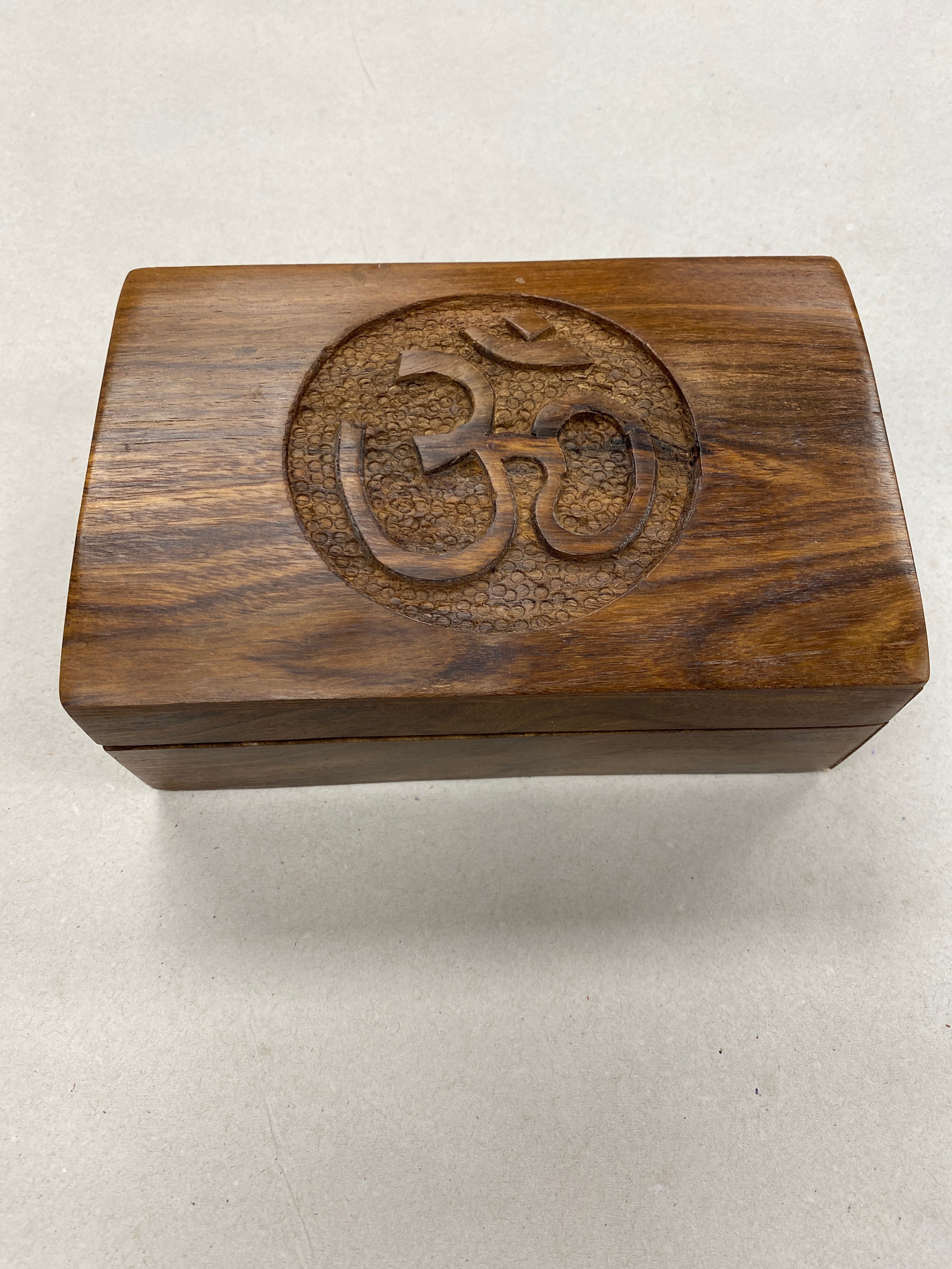 Om Carved Wood Box