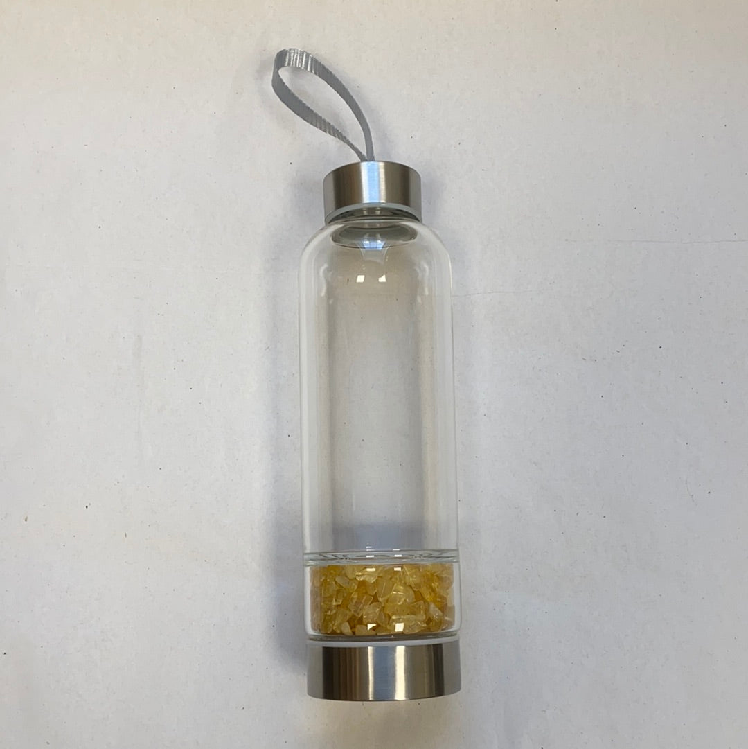 Citrine Gemstone Infusion Glass Water Bottle