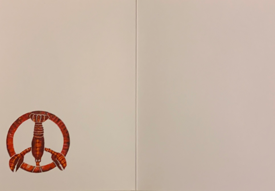 blank card with lobster peace sign 