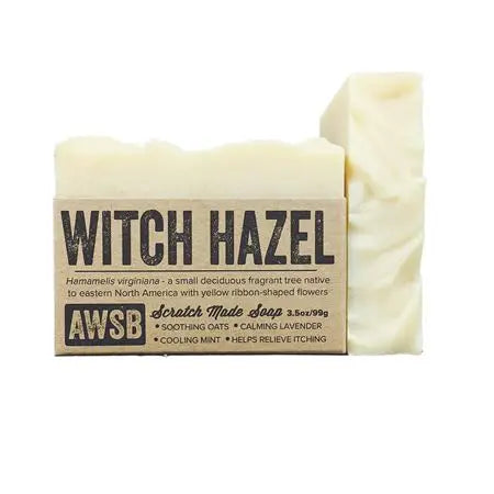 A bar of soap in a creamy white-buttery yellow with the sent of witch hazel.
