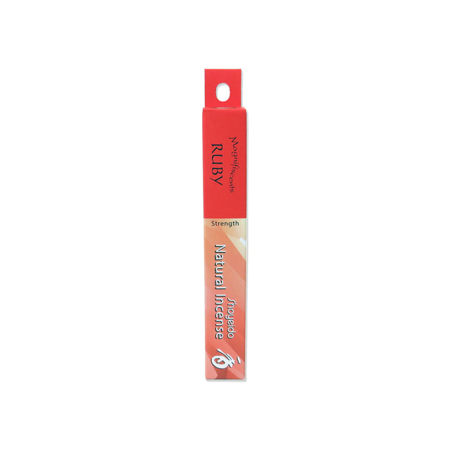 Slim red box with writing 