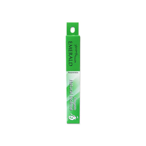 Slim green box with writing  