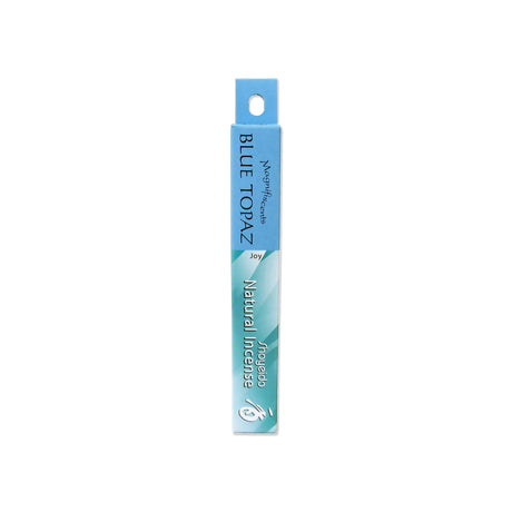 Slim blue box with writing 